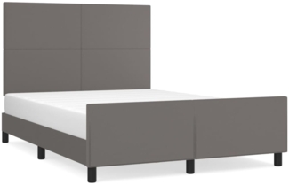 Doppelbett, Polsterbett mit Kopfteil Kunstleder Grau 140x190 cm