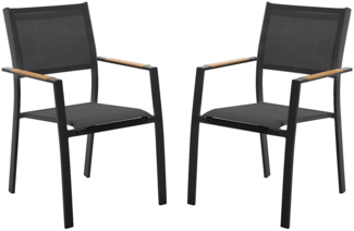 Vente-unique - Gartensessel 2er Set - stapelbar - Aluminium & Textilene - Anthrazit - MACILA von MYLIA
