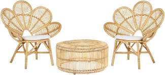 Bistro Set mit Kissen FLORENTINE LIMNI Rattan Beige