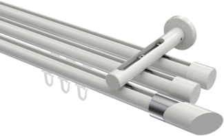 Innenlauf-Gardinenstangen-Set Siteno Verano 520 cm (geteilt in 4 x 130 cm), 3-läufig, 20 mm Ø Weiß