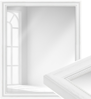 WANDStyle Wandspiegel H390 aus Massivholz in Weiß gemasert 66 x 86 cm im Stil Landhaus