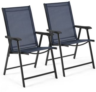 Yaheetech Klappstuhl 2-er Set Klappbarer Gartenstuhl aus Texteline-Gewebe, Stabile Gartenstühle mit Rückenlehne & Armlehnen bis 150 kg Belastbar