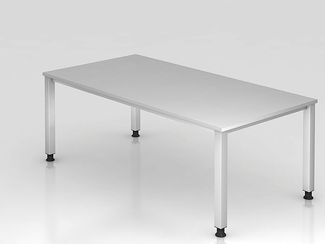 Schreibtisch QS2E 4-Fuß eckig 200x100cm Grau Gestellfarbe: Silber