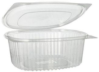 50 Feinkost- und Salatschalen mit Klappdeckel, R-PET oval 1000 ml 6,6 cm x 15,8 cm x 18,4 cm klar