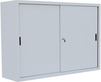 Großer Schiebetürenschrank Schiebetüren Büro Aktenschrank Sideboard aus Stahl grau 1090 x 1600 x 450 mm (Höhe x Breite x Tiefe) 550150