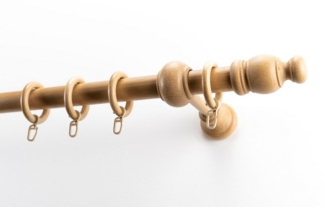 GARESA Gardinenstange NOVA, Ø 28 mm, 1-läufig, Wunschmaßlänge, mit Bohren, verschraubt, Holzwerkstoff, Vorhanggarnitur Holz, verlängerbar, Wandmont, mit Ringe/2 Lauf Gleiter