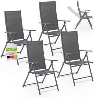 Juskys Gartenstuhl Calena 4er Set - 7-fach verstellbare Rückenlehne & hochwertiges Textilgewebe, einfacher Transport dank Klappfunktion - Anthrazit