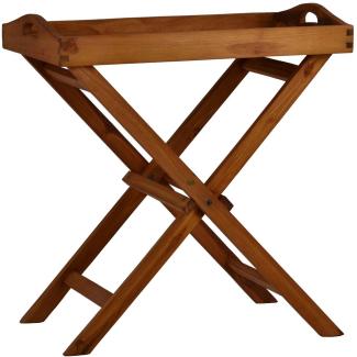 MiaMöbel Teak Beistelltisch mit abnehmbarem Tablett Massivholz Teak Modern