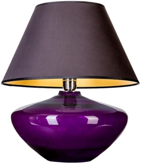 Tischlampe Glas lila bauchig mit Lampenschirm Glaslampe