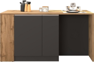 KOCHSTATION Kücheninsel KS-Sole, Kochinsel, Küchenarbeitsblock, Arbeitsinsel, Made in Italy, Breite 167,5 cm, 2 Apothekerauszüge, 2 Essplätze, 1 offenes Regal