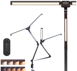 MUPOO LED Schreibtischlampe LED Schreibtischlampe LED Klemmleuchte, 24W Monitor Lampe, Clip On, 5 Helligkeit Dimmbar, LED fest integriert, Speicherfunktion,77 cm