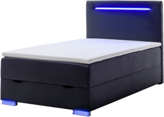 Boxspringbett >LAS VEGAS II< Liegefläche 120x200 cm, schwarz / LED, Stellmaß: 122 x 110 x 209 cm (BxHxT)
