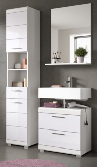 Badmöbel Set in Shawn weiß Hochglanz 3-teilig 112 cm
