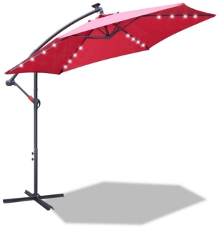 Clanmacy Sonnenschirm 3m Sonnenschirm Gartenschirm mit LED Solar Ampelschirm Pavillon