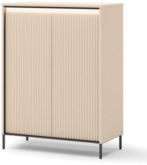 Compleo Kommode mit LED, gerillten Fronten, Modern Elegant Kommode FLORE