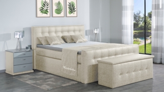 Meisterbetten Boxspringbett Celo 160x200 in MS-Nature, Matratzenbezug Nano, Ergoflex-Topper