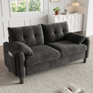 autolock 2-Sitzer Sofa Polstersofa aus Chenille Stoff mit dicken Kissen, skandinavischen, Couch Polstermöbel für Wohnzimmer, Schlafzimmer, kleine Wohnung
