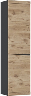 Lomadox Garderobenschrank SUNBURY-129 Garderobenschrank anthrazit, Eiche, Kleiderstange, 54 x 196,5 x 39,9 cm