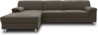 DOMO. collection Ecksofa Junin, Couch in L-Form mit Schlaffunktion, Füße mit Filzgleitern, Sofa, Polsterecke, Eckcouch, Polstergarnitur 251 x 150 x 72 cm (BxTxH), grau