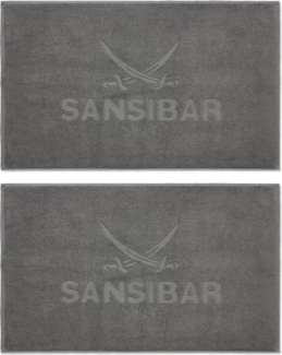 Sansibar Sylt Badematte 2er Set Sansibar Badvorleger, 50x80 cm, Hochtiefprägung, Rückseite hat keine rutschhemmende Beschichtung, hautfreundlich, pflegeleicht, fußbodenheizungsgeeignet, strapazierfähig, schwere Qualität, beste Saugfähigkeit, Baumwolle,...