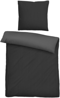 biberna Mako-Satin Bettwäsche FEINE STREIFEN, titanium, 1x 155x200 cm + 1x 80x80 cm