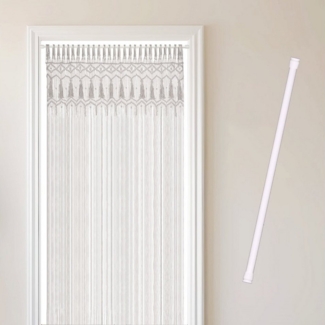 Cozyor Türvorhang Makramee 132x200 cm Boho Vorhang Fenstervorhang Raumteiler (1 St), Schlaufen, Baumwolle, mit Vorhangstange zum Klemmen weiß Wandteppich Wandbehang