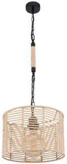 Hängeleuchte, Hanfseil, Gitterstäbe, schwarz, natur braun