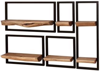 LEVEN Lifestyle Wandregal 5´er Set Wandregal mit Baumkante aus Holz Regal Holzregal, 5-tlg.