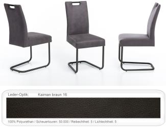 4x Schwingstuhl Kato Griff Gestell schwarz Esszimmerstuhl Küchenstuhl Kaiman braun