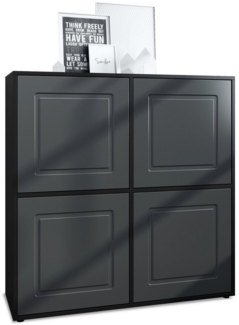Möbelhandel Klipenstein Highboard NOAH V2, Kommode Schrank Landhaus, Korpus Schwarz matt