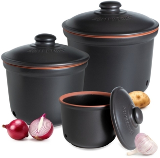 RÖMERTOPF Vorratsdose Frische-Topf 3er Set, Schwarz, Keramik, (Set), aus Naturton