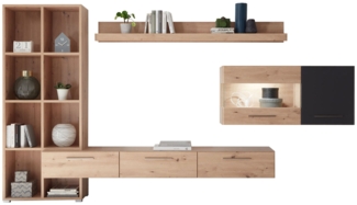 Wohnwand Space Anbauwand 3-teilig Eiche Artisan cosmos grey Perfekt Touch