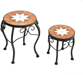 Blumenhocker Merano Mosaik 2er Set 12014 Blumenständer 20 und 27cm Hocker Rund