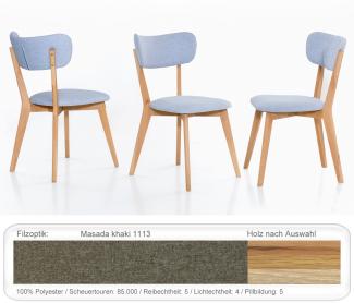 Holzstuhl Norina 12 Polsterstuhl Varianten Esszimmerstuhl Küchenstuhl Eiche bianco geölt, Masada khaki