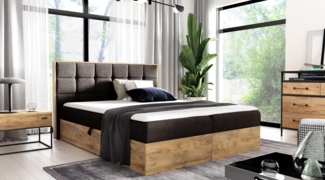 AX LIVING Boxspringbett 180x200 mit Bettkasten Vendio in Braun