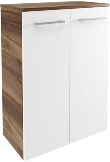 Fackelmann VERONA Doppel Midischrank 60 cm, Braun Dunkel/Weiß Hochglanz