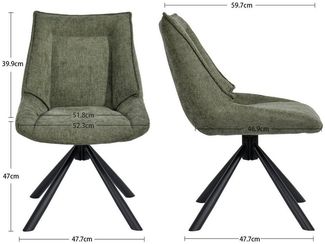 Duhome Esszimmerstuhl (8626A), 180° drehbar, Automatische Rückstellfunktion, Chenille-Stoff