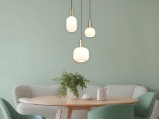 Retro Cluster Pendelleuchte DIVA 3-flammig mit Glasschirmen in Weiß, Ø 38cm