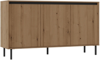 Selsey 'Osaka' Sideboard 3-türig mit geriffelten Fronten, Eichenholzoptik 'Evo'ke, ca. 85 x 149 x 40 cm