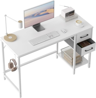 Computertisch Schreibtisch 120 cm mit Schubladen, moderner PC-Tisch