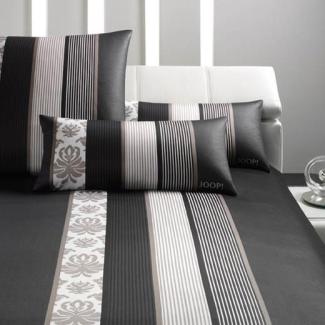 JOOP! Bettwäsche JOOP! Comfort Satin Bettwäsche Ornament Stripes 4022/9 schwarz 155x220, Comfort Satin, 2 teilig, Mit Reißverschluss