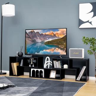 COSTWAY Fernsehschrank Holz 3-teilig, Frei Kombinierbar, Fernsehtisch für TVs bis zu 65", Eckregal Ausziehbar, TV Lowboard TV Schrank, Multifunktionaler Bücherregal, Aufbewahrungsregal (Schwarz)