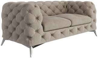 S-Style Möbel Chesterfield-Sofa 2-Sitzer Kalina mit Silber Metall Füßen, mit Wellenfederung