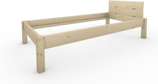 Pfostenbett Massivholzbett (Fichte) "Daybett" 90 x 190 cm 38 cm Holzbett 300kg