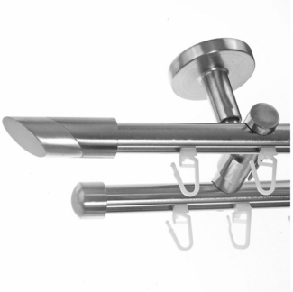 BASIT Gardinenstange Innenlauf 16 mm mit Deckenträgern 120 cm E13, Ø 16 mm, 2-läufig, verschraubt, Aluminium, D80 120 cm E13 Schräge