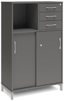 Büroschrank DNA 800x1275 mm Anthrazit/Schwarz Schiebetür- und Schubladenmodul 3A4/2A4