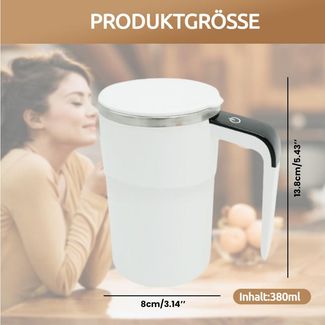 VIVIHEYDAY Tasse Selbstrührende Tasse 380ml mit Temperaturanzeige, Automatischer, Magnetischer Rührbecher aus Edelstahl, Elektrischer Kaffeebecher