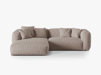 Micadoni Ecksofa Martina 2-Sitzer Strukturierter Stoff Dunkelbeige Links