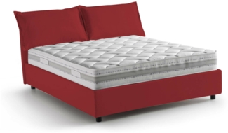 Dmora Doppelbett Amy, Bettkasten mit Stoffbezug, 100 % Made in Italy, Öffnung vorne, inklusive Matratze 160 x 200 cm, Rot