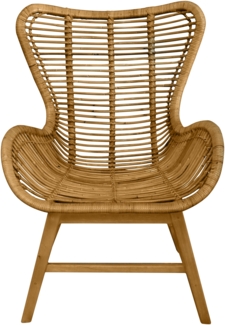 Sessel Rattan natur Relaxchair Relaxsessel Wohnzimmerstuhl Teakholz Stuhl